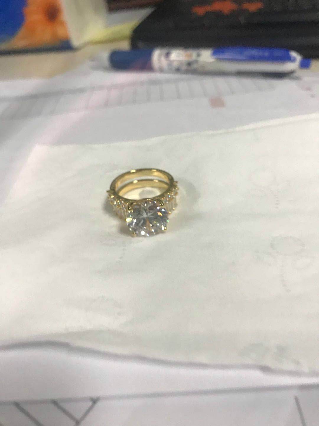14K Gold Semi Mount Ring Setting Round RD 12x12mm with Diamond Accent DHJ