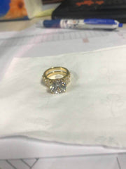 14K Gold Semi Mount Ring Setting Round RD 12x12mm with Diamond Accent DHJ