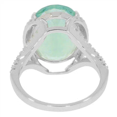 18K Gold Semi Mount Ring Setting Oval OV 16X12mm with White Topaz Diamond Accent DHJ