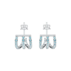 Platinum Earrings Three-Row Huggie with or Moissanite Diamond Accent DHJ