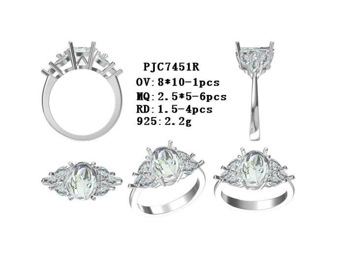 Platinum Semi Mount Ring Setting Oval OV 8X10mm Diamond Accent DHJ