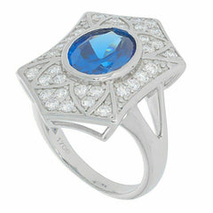 Platinum Semi Mount Ring Setting Oval OV 10x8mm No Rhodium White Topa Diamond Accent Syzjewelry