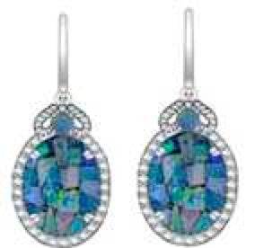 14K Gold Semi Mount Earrings Setting Oval OV 12X10mm RD 3X3mm Cabochon Diamond Accent DHJ