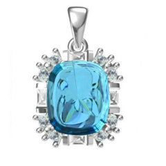 14K Gold Semi Mount Pendant Setting Cushion CU 12X10mm Diamond Accent DHJ
