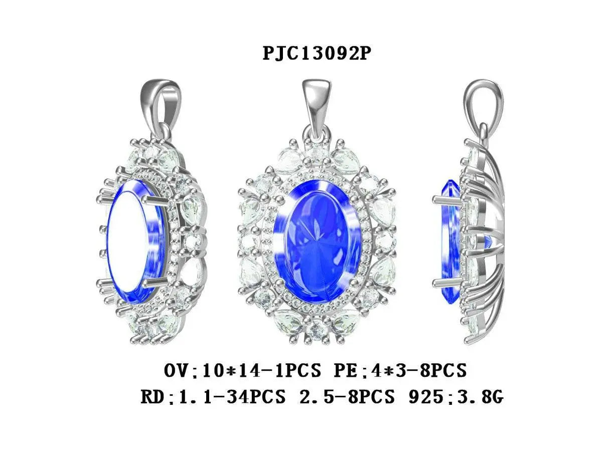 Platinum Semi Mount Pendant Setting Oval OV 14X10mm Diamond Accent DHJ