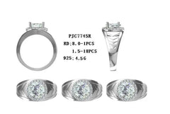 18K Gold Semi Mount Ring Setting Round RD 8X8mm Halo Diamond Accent DHJ