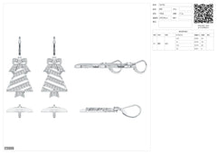 Platinum Earrings Christmas Tree Theme with or Moissanite Diamond Accent DHJ