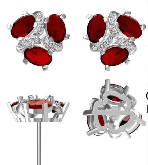 18K Gold Semi Mount Earrings Setting Oval OV 6X4mm Diamond Accent DHJ