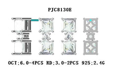 Platinum Semi Mount Earrings Setting Emerald OCT 6X6mm Diamond Accent DHJ