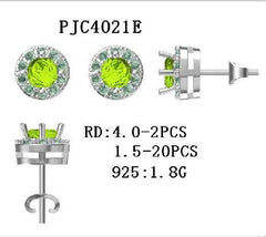 Platinum Semi Mount Earrings Setting Round RD 4x4mm Stud Halo Diamond Accent DHJ