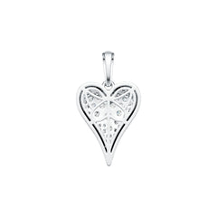 14K Gold Pendant with White Topaz or Moissanite Heart Theme Diamond Accent DHJ