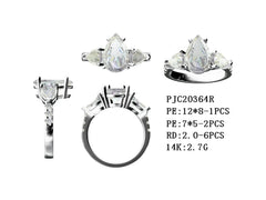 14K Gold Semi Mount Ring Setting Pear PE 12X8mm PE 7X5mm Diamond Accent DHJ