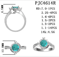 18K Gold Semi Mount Ring Setting Round RD 7x7mm Halo Diamond Accent DHJ
