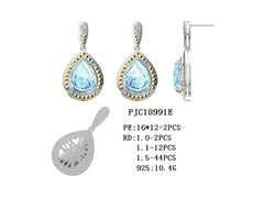 14K Gold Semi Mount Earrings Setting Pear PE 16X12mm Cabochon Diamond Accent DHJ