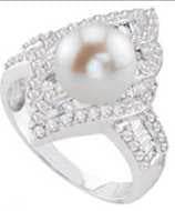 14K Gold Semi Mount Ring Setting Round RD 8x8mm for Pearl Diamond Accent DHJ