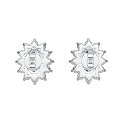 Platinum Semi Mount Earrings Setting Oval OV 7X5mm Halo Stud Diamond Accent DHJ