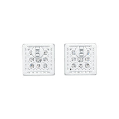 18K Gold Semi Mount Earrings Setting Princess SQ 3X3mm with Diamond Accent DHJ