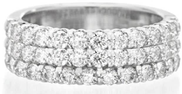 10K Gold Ring with or Moissanite Three-Row Half-Eternity Ring Moissanite Accent DHJ