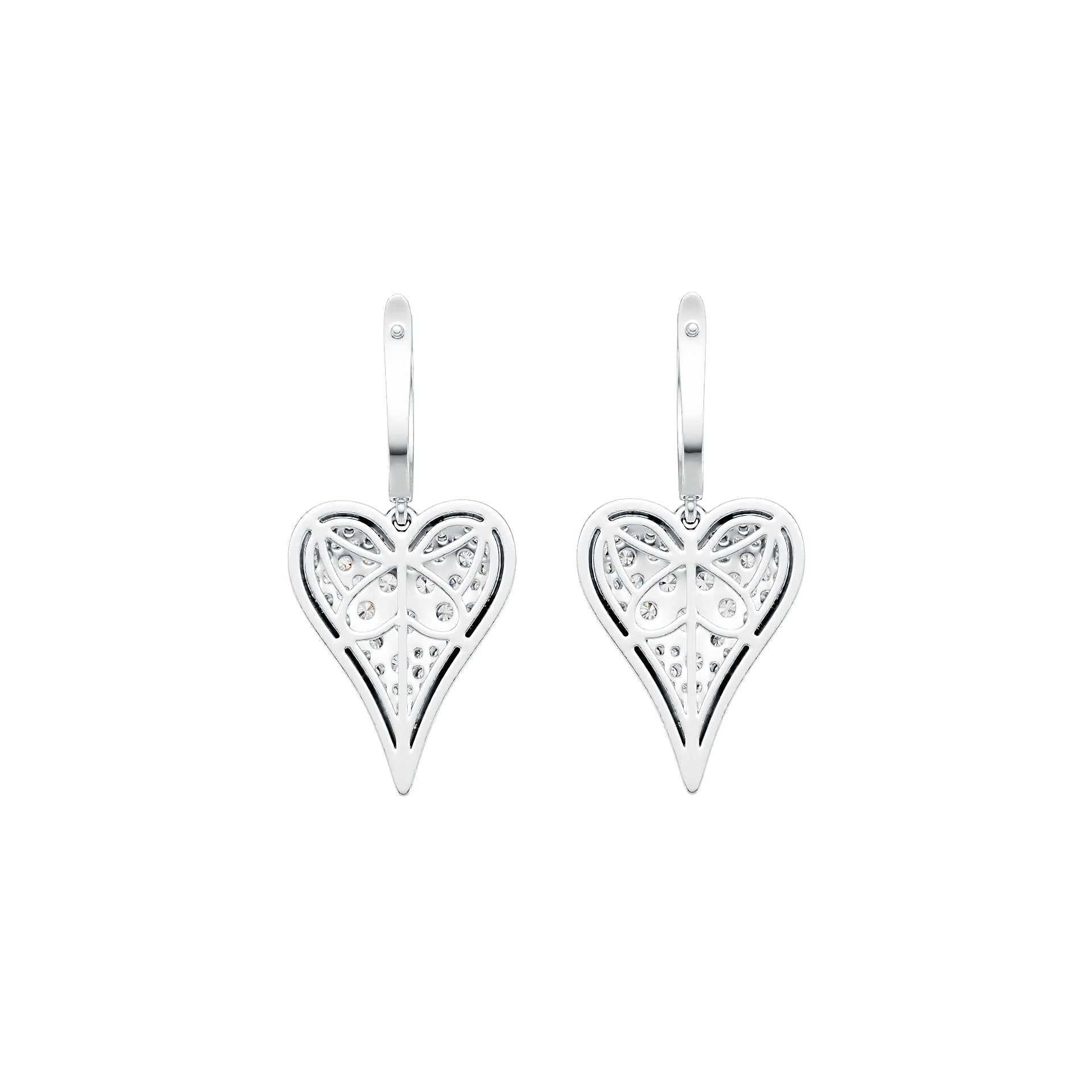14K Gold Earrings with White Topaz or Moissanite Heart Theme Diamond Accent DHJ