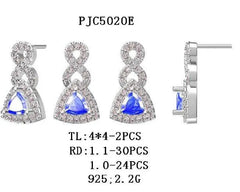 18K Gold Semi Mount Earrings Setting Trillion TL 4X4mm with White Topaz Diamond Accent DHJ