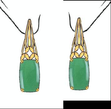 18K Gold Semi Mount Earrings Setting Cushion CU 12X8mm Cabochon DHJ