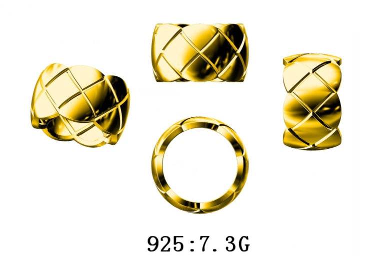 18K Gold Band Ring 13mm Wide with Pattern DHJ