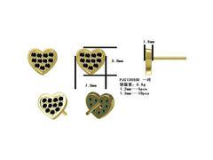 18K Gold Earrings with or Moissanite Heart Stud Diamond Accent DHJ