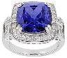 18K Gold Semi Mount Ring Setting Cushion CU 12X12mm with Diamond Accent DHJ