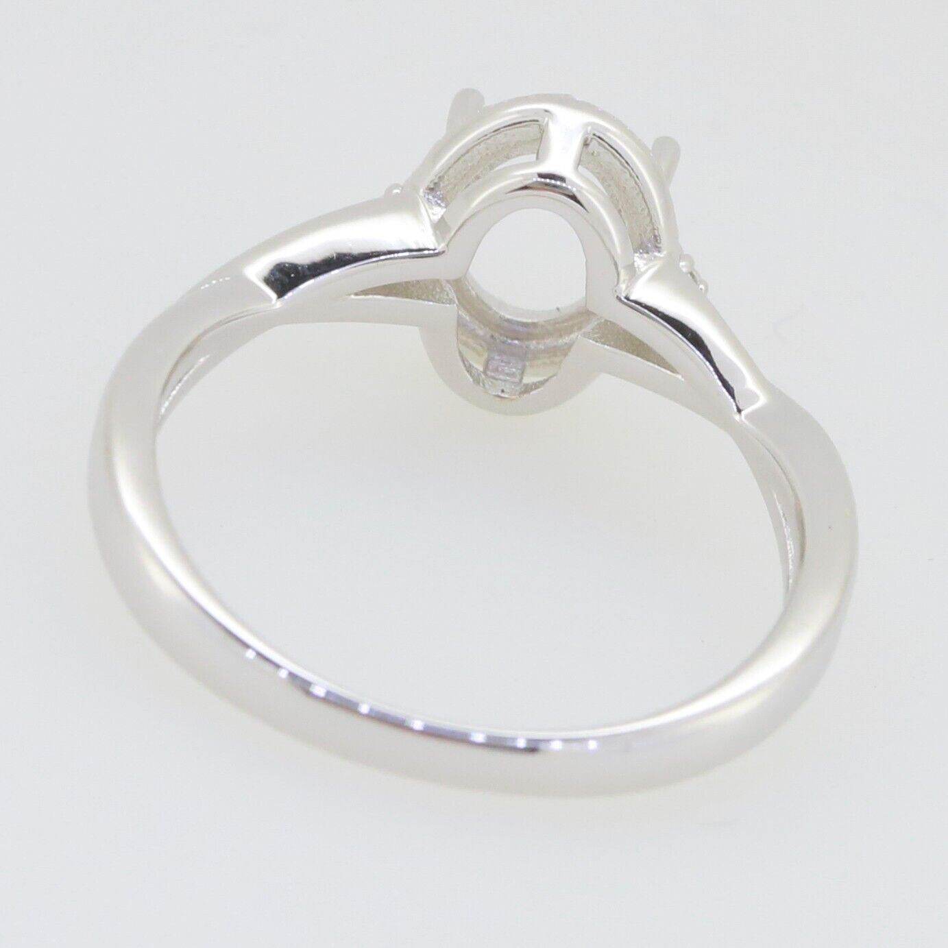 10K Gold Semi Mount Ring Setting Oval OV 7x5mm cross shank Whit Moissanite Accent Syzjewelry