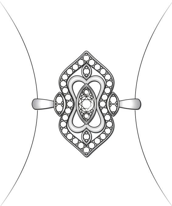 14K Gold Ring with or Moissanite Vintage-Inspired Diamond Accent DHJ
