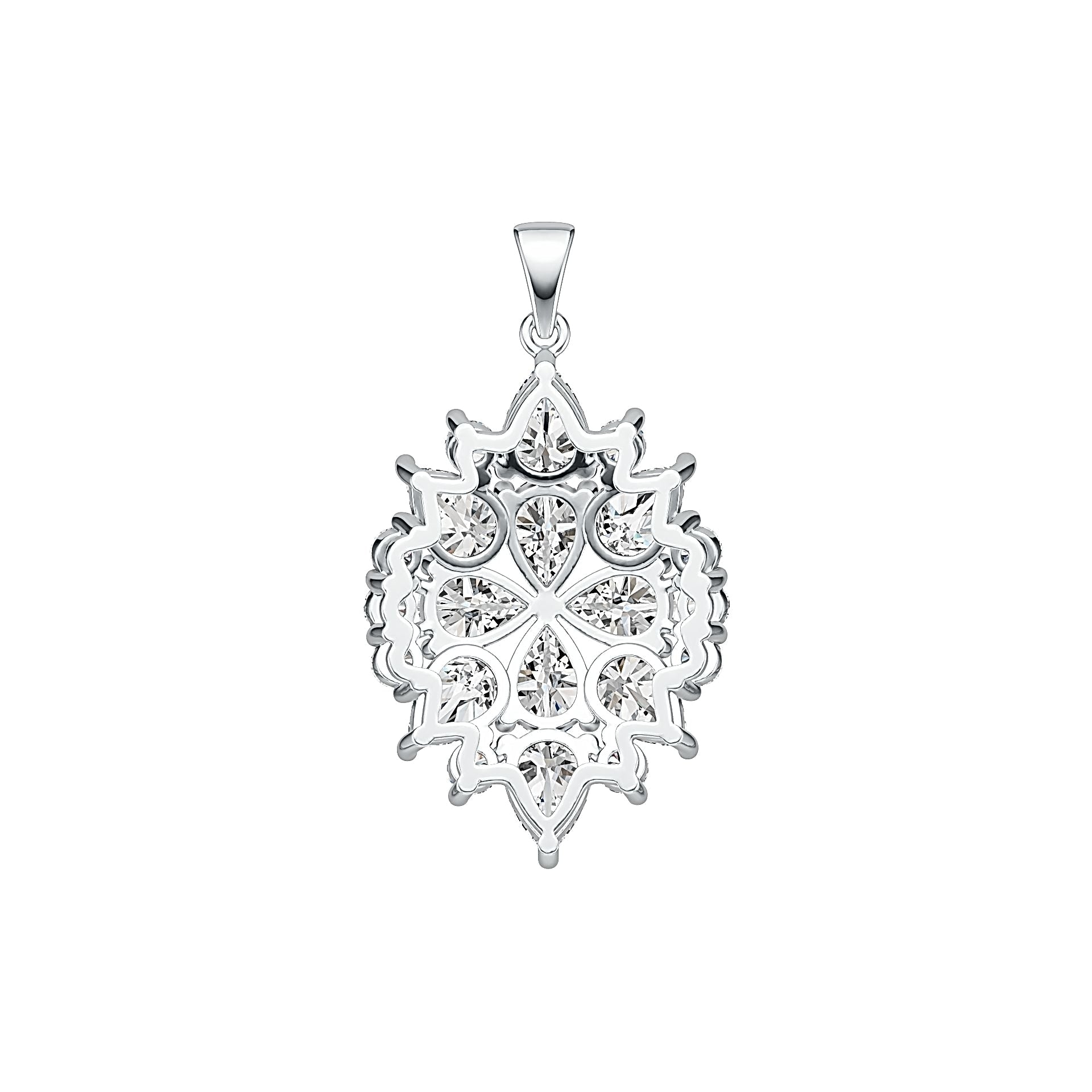 14K Gold Semi Mount Pendant Setting Round RD 3x3mm Diamond Accent DHJ