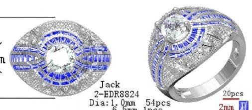 14K Gold Semi Mount Ring Setting Round RD 6.5mm Diamond Accent DHJ