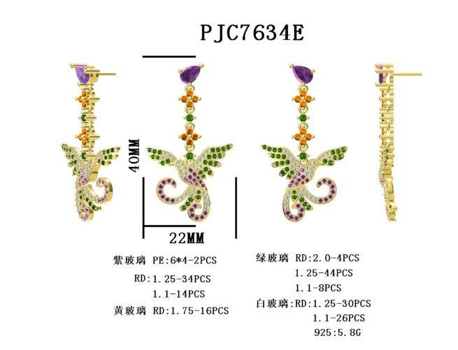 18K Gold Semi Mount Earrings Setting Pear PE 6X4mm Bird Theme Diamond Accent DHJ
