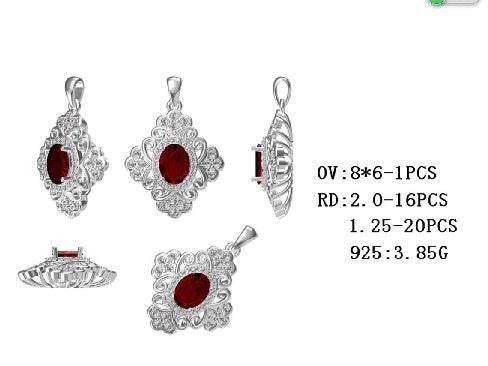 Platinum Semi Mount Pendant Setting Oval OV 8X6mm with Vintage-Inspired Diamond Accent DHJ