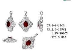 Platinum Semi Mount Pendant Setting Oval OV 8X6mm with Vintage-Inspired Diamond Accent DHJ