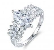 10K Gold Semi Mount Ring Setting Marquise MQ 12X6mm with Moissanite Accent DHJ