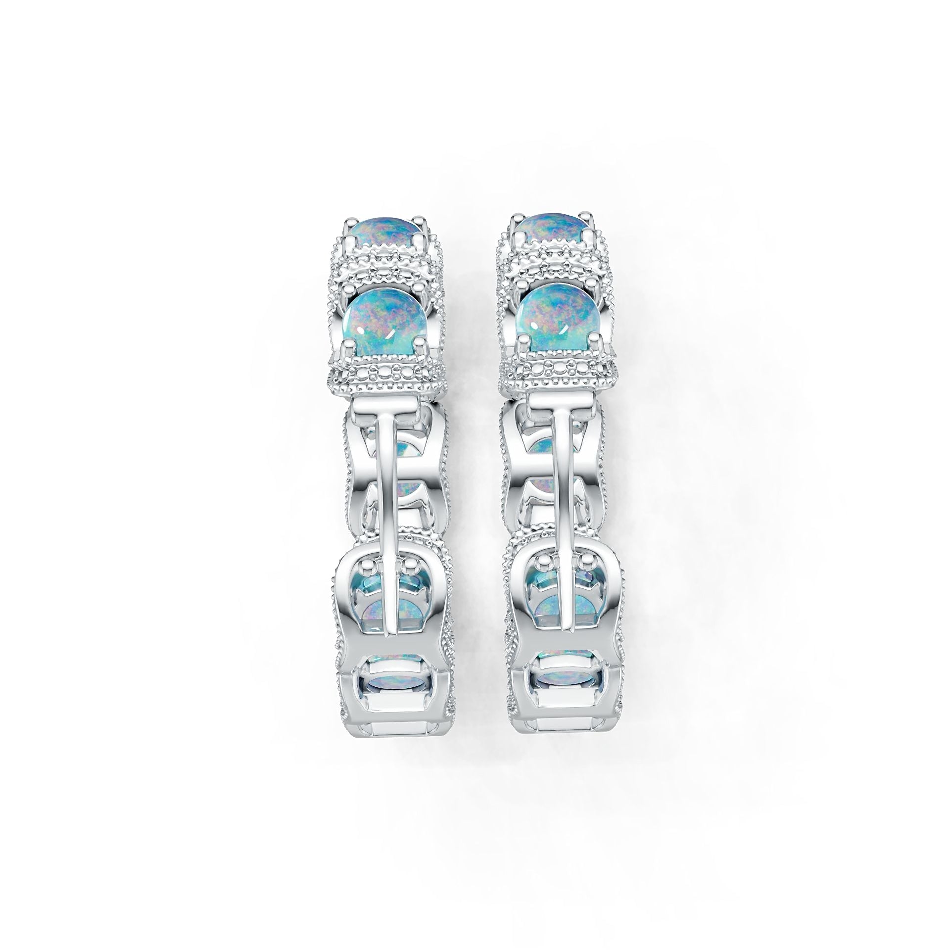Platinum Semi Mount Earrings Setting Round RD 5x5mm Cabochon DHJ