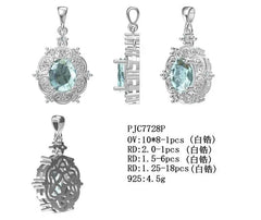 10K Gold Semi Mount Pendant Setting Oval OV 10X8mm Vintage-Inspired Moissanite Accent DHJ