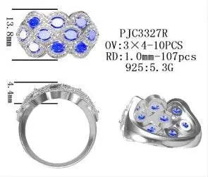 Platinum Semi Mount Ring Setting Oval OV 4X3mm with White Topaz Twist Ring Diamond Accent DHJ