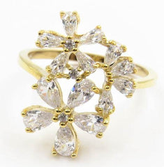 18K Gold Semi Mount Ring Setting Pear PE 5x3mm PE 4x2mm Diamond Accent DHJ