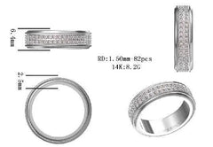 Men's 18K Gold Pave Band Ring with White Topaz or Moissanite Diamond Accent DHJ