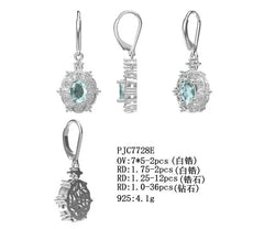 10K Gold Semi Mount Earrings Setting Oval OV 7X5mm with White Topaz Moissanite Accent DHJ