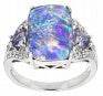 Platinum Semi Mount Ring Setting Cushion CU 14X10mm TRI 4X4mm Diamond Accent DHJ