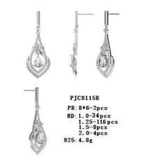 18K Gold Semi Mount Earrings Setting Pear PE 8x6mm with White Topaz Diamond Accent DHJ