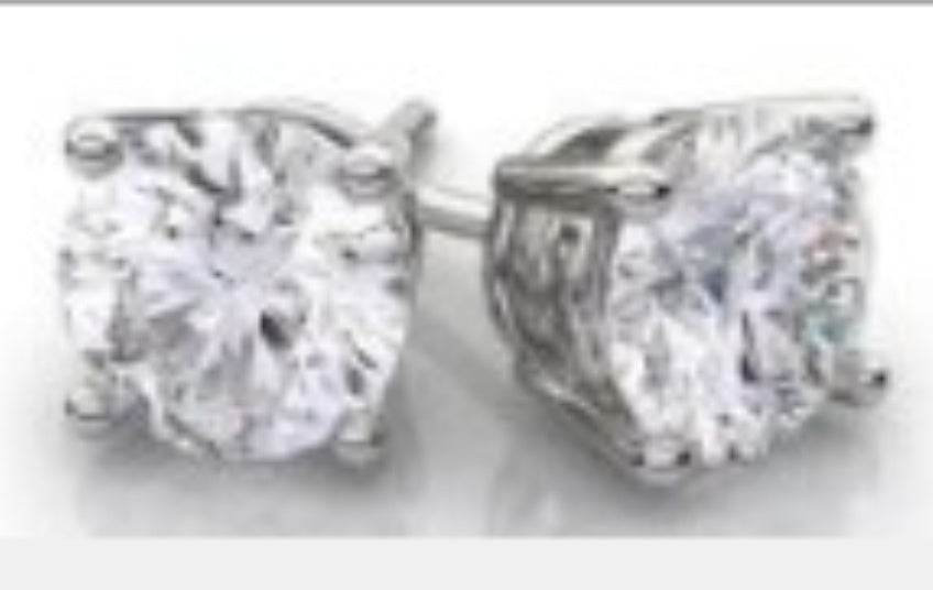 18K Gold Semi Mount Earrings Setting Princess SQ 5x5mm DHJ