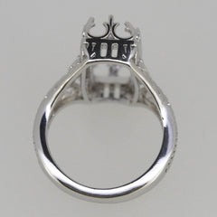 Art Deco Style Platinum Semi Mount Ring Setting Emerald OCT 14x8mm Cabochon Syzjewelry