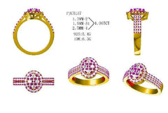 10K Gold Halo Ring Split Shank with White Topaz or Moissanite Moissanite Accent DHJ