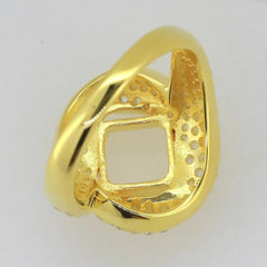 10K Gold Semi Mount Ring Setting Princess SQ 8X8mm White Topaz Moissanite Accent DHJ