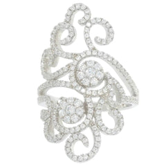 18K Gold Cocktail Filigree Ring with White Topaz or Moissanite Diamond Accent DHJ