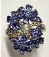 10K Gold Cluster Cocktail Ring with White Topaz or Moissanite Moissanite Accent DHJ